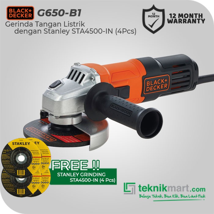 PROMO Black And Decker G650 100 mm Gerinda Tangan Listrik
