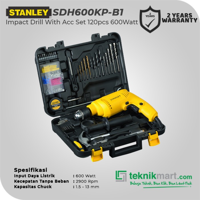 Stanley Impact Drill With Accessories Set 120pcs / Bor Tembok 600Watt SDH600KP