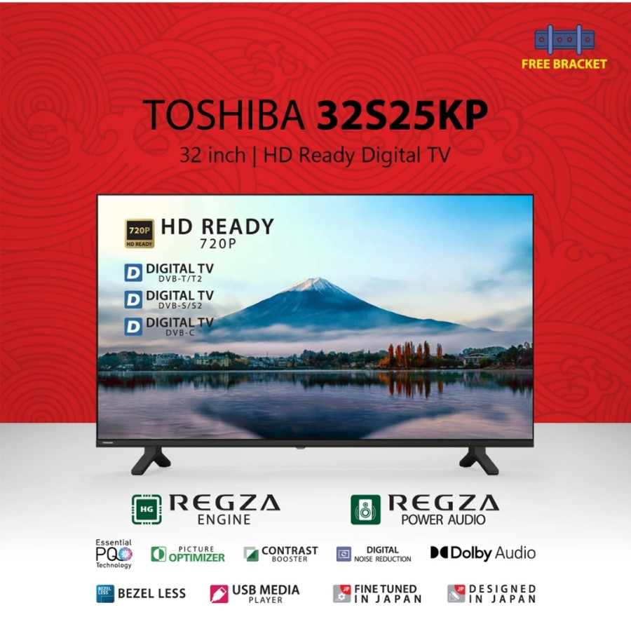 TOSHIBA HD Digital TV 32" - 32S25KP (Free Bracket)