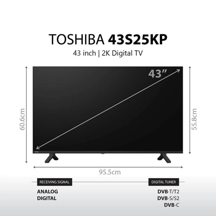 TOSHIBA Digital TV FHD 43 Inch - 43S25KP [Free Bracket]