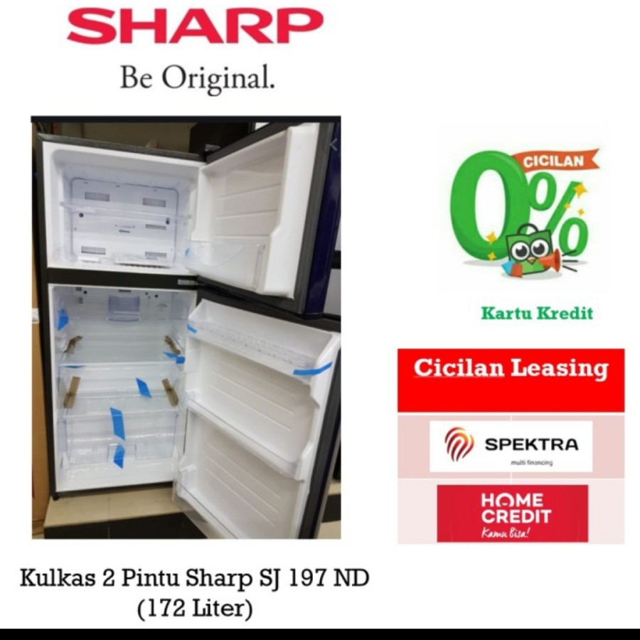 kulkas Sharp 2 pintu no FROST SJ 197 nd garansi resmi 5 tahun series