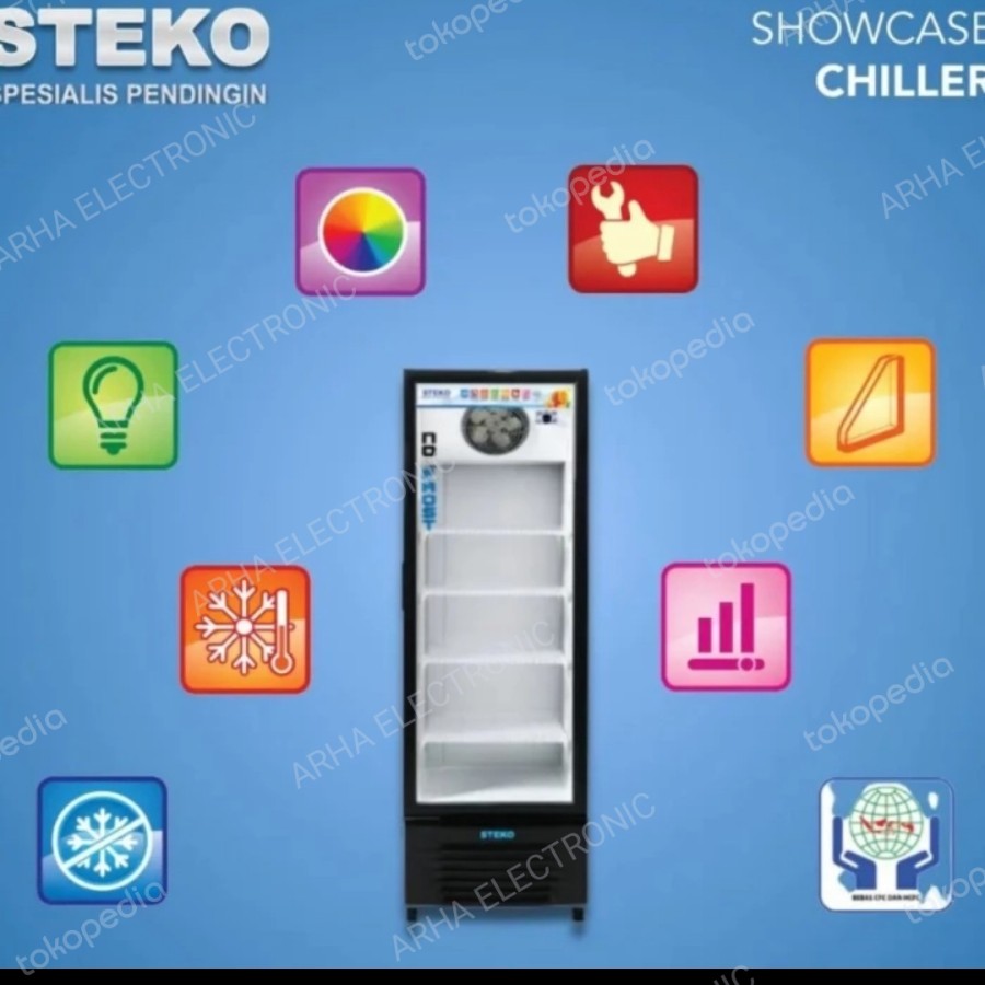 showcase steko mg 220 200liter garansi resmi 4 rak no frost