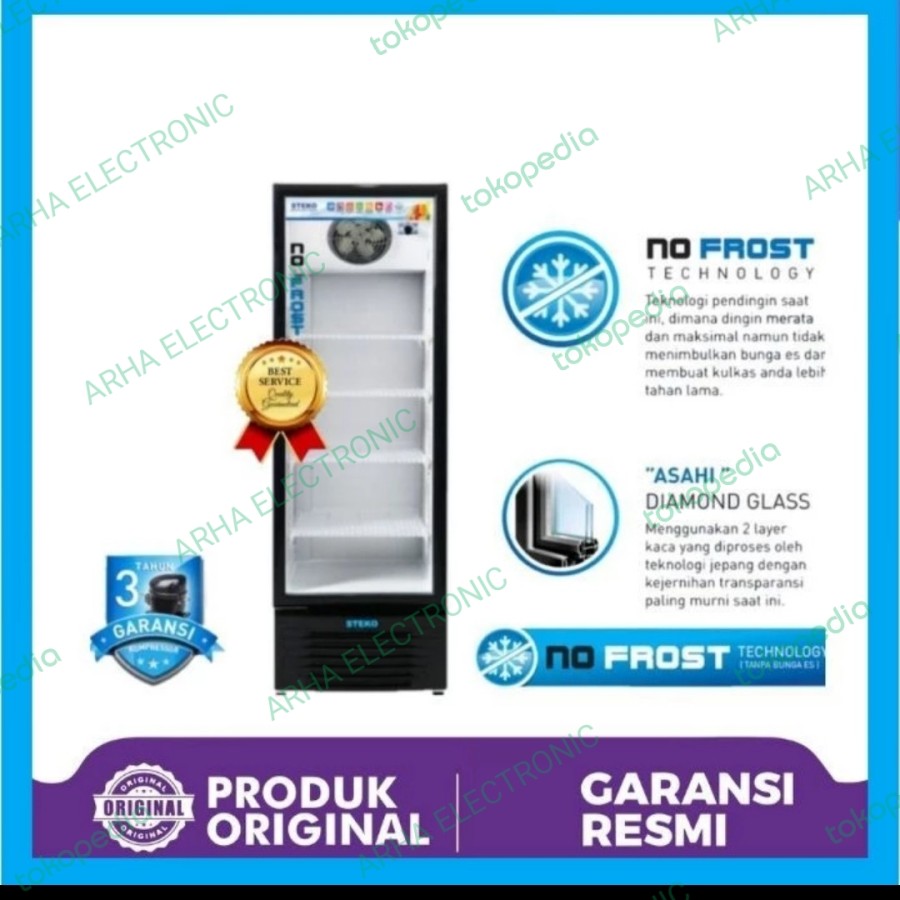 showcase steko mg 220 200liter garansi resmi 4 rak no frost