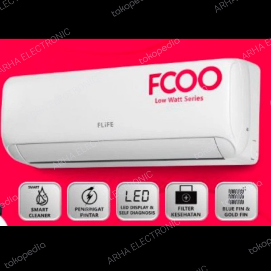 AC gree FLIFE split 1/2 PK FAC-05 FCOO low Watt + pasang dan instalasi