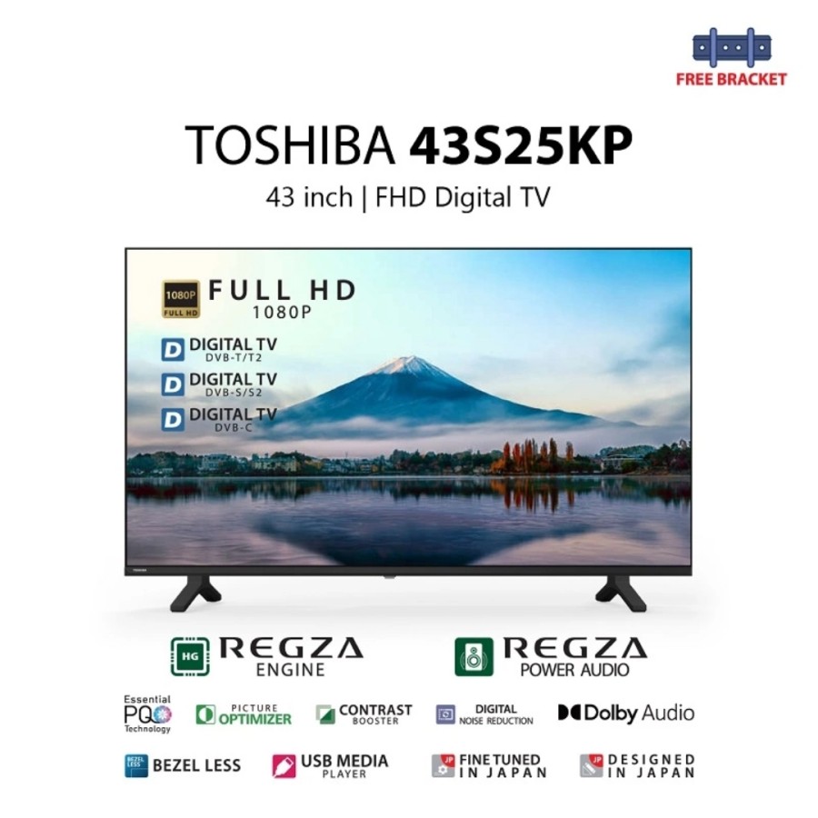 TOSHIBA Digital TV FHD 43 Inch - 43S25KP [Free Bracket]