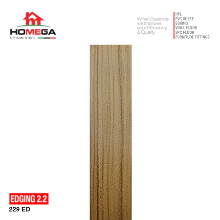 HOMEGA PVC Edging- Pelapis Meja PVC - Tekstur Powdered Teak - Ukuran 22 mm / 42 mm - Kemasan 1 Roll / 100 m