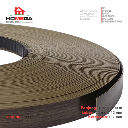 HOMEGA PVC Edging- Pelapis Meja PVC - Tekstur Colorado Old Oak - Ukuran 22 mm / 42 mm - Kemasan 1 Roll / 100 m
