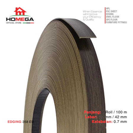 HOMEGA PVC Edging- Pelapis Meja PVC - Tekstur Colorado Old Oak - Ukuran 22 mm / 42 mm - Kemasan 1 Roll / 100 m