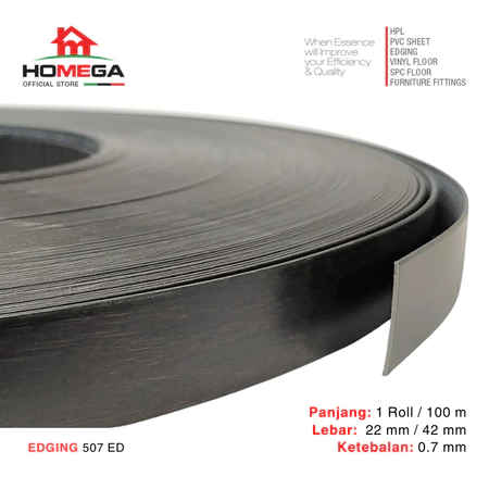 HOMEGA PVC Edging- Pelapis Meja PVC - Tekstur Turners Cherry - Ukuran 22 mm / 42 mm - Kemasan 1 Roll / 100 m