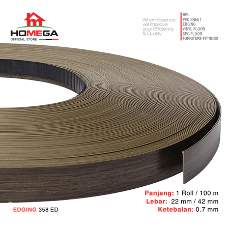 HOMEGA PVC Edging- Pelapis Meja PVC - Tekstur Colorado Old Oak - Ukuran 22 mm / 42 mm - Kemasan 1 Roll / 100 m