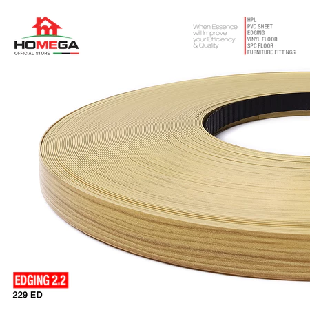 HOMEGA PVC Edging- Pelapis Meja PVC - Tekstur Powdered Teak - Ukuran 22 mm / 42 mm - Kemasan 1 Roll / 100 m