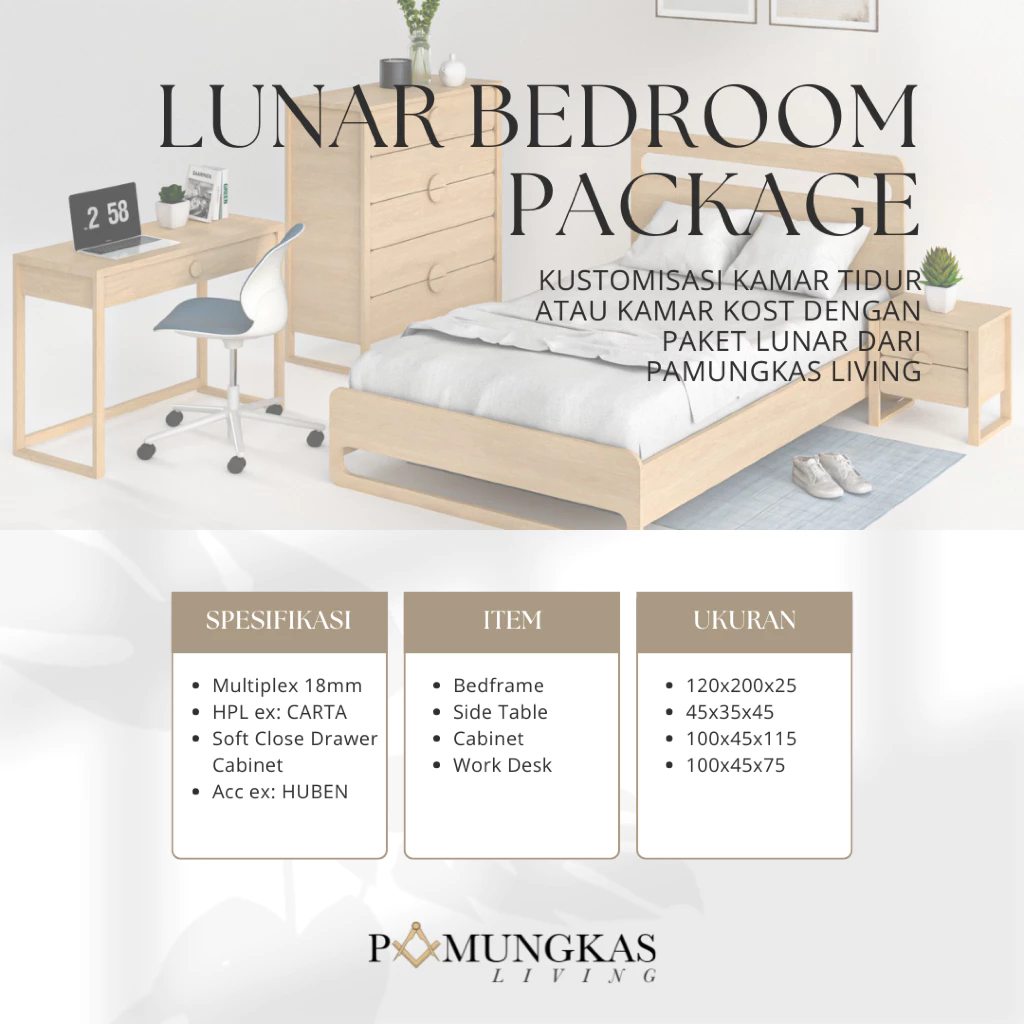 Paket Kamar Kost Tipe Lunar | Paket Kamar Tidur | LUNAR Bedroom Package