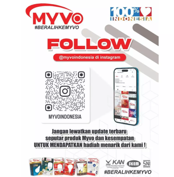MYVO Lampu LED Downlight 15 Watt Panel Round Inbow Cahaya Putih
