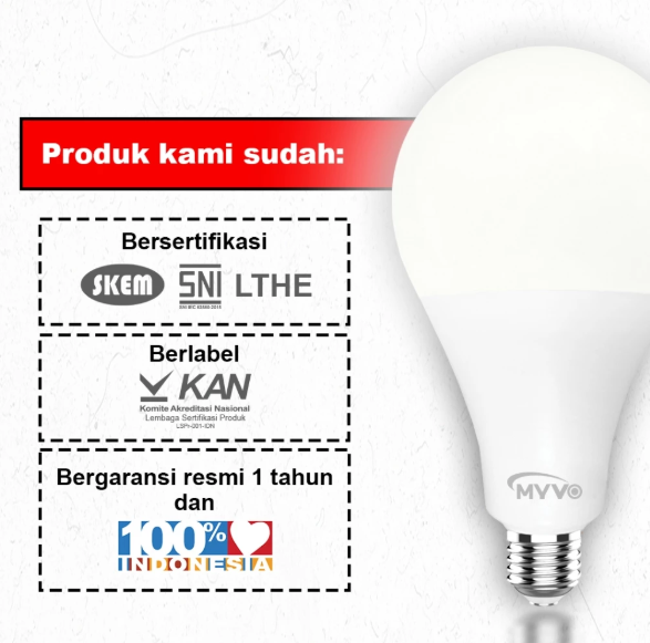 [PAKET BUNDLING 5 PCS] MYVO Lampu LED Grand T 15 Watt Bohlam Cahaya Putih
