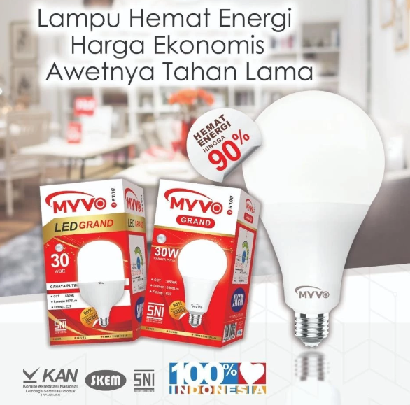[PAKET BUNDLING 15 PCS] MYVO Lampu LED Grand A 7 Watt Bohlam Cahaya Putih