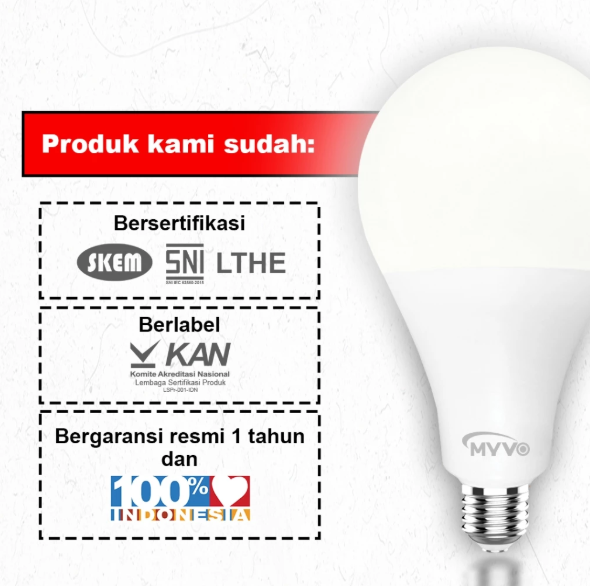 [PAKET BUNDLING 10 PCS] MYVO Lampu LED Grand T 15 Watt Bohlam Cahaya Putih
