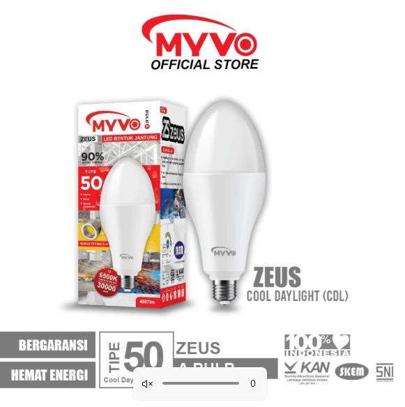 MYVO Lampu LED Zeus Tipe 50 A Bulb Bohlam Bentuk Jantung Cahaya Putih