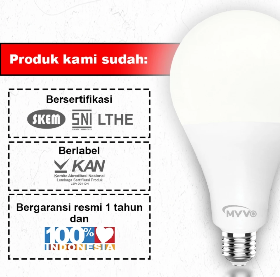 MYVO Lampu LED Classic Tipe 5 A Bulb Bohlam Cahaya Putih