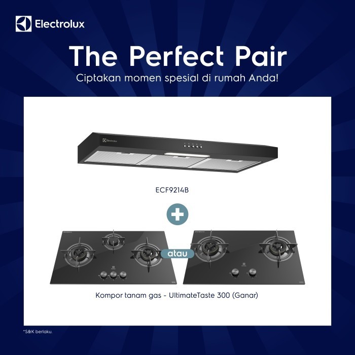 Paket Perfect Pair Cooker Hood ECF9214B + Kompor Tanam EHG9330BE