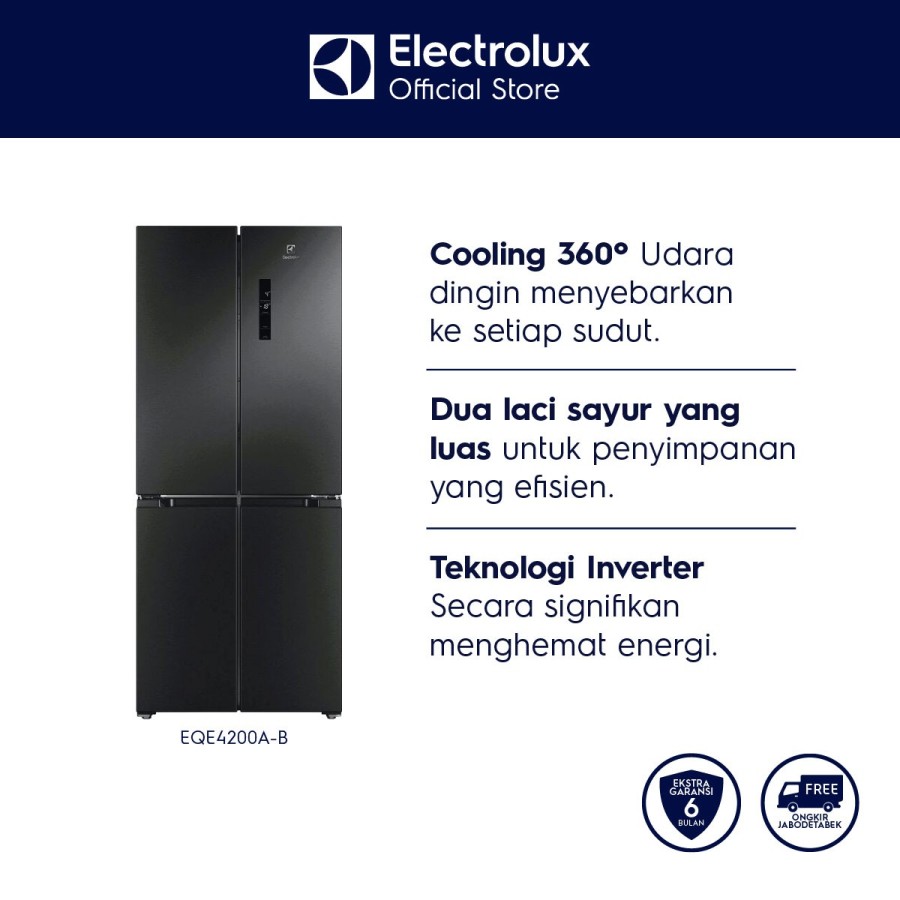 Electrolux Kulkas 4 Pintu 457L EQE4200A-B / EQE 4200 A-B / EQE4200 A-B