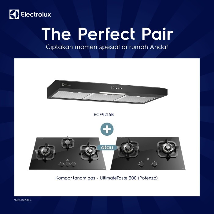 Paket Perfect Pair Cooker Hood ECF9214B + Kompor Tanam EGT7838CK