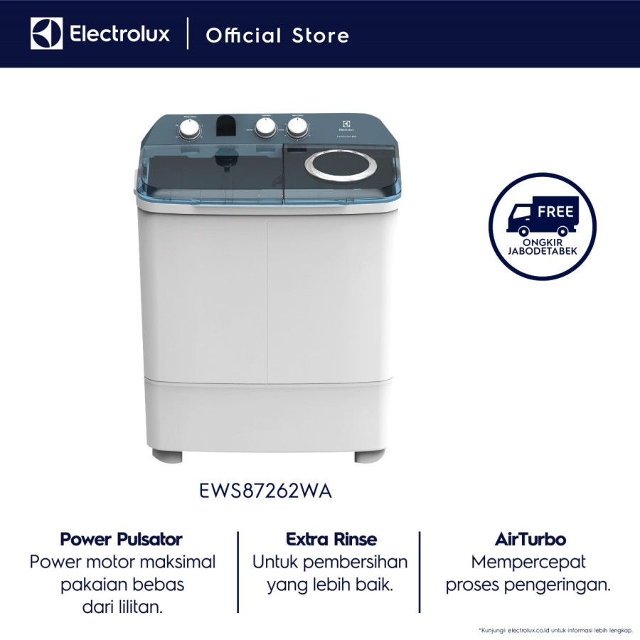 Electrolux Mesin Cuci Twin Tub EWS87262WA