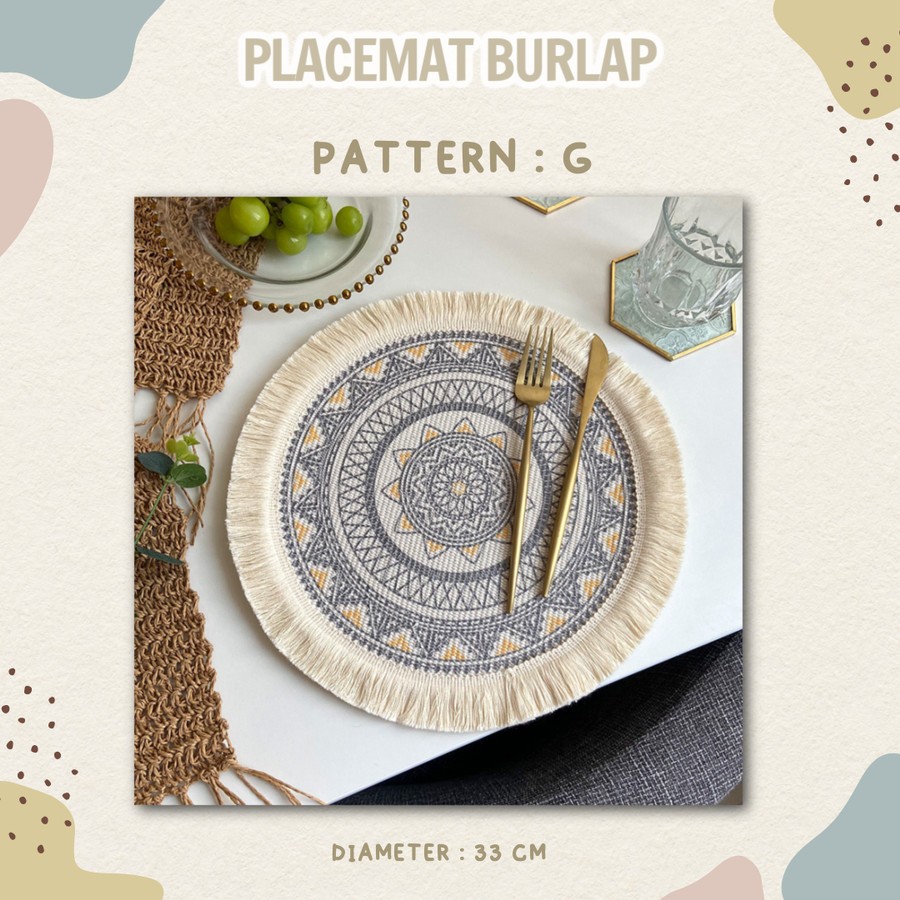 PF- Placemat burlap / tatakan piring / alas piring