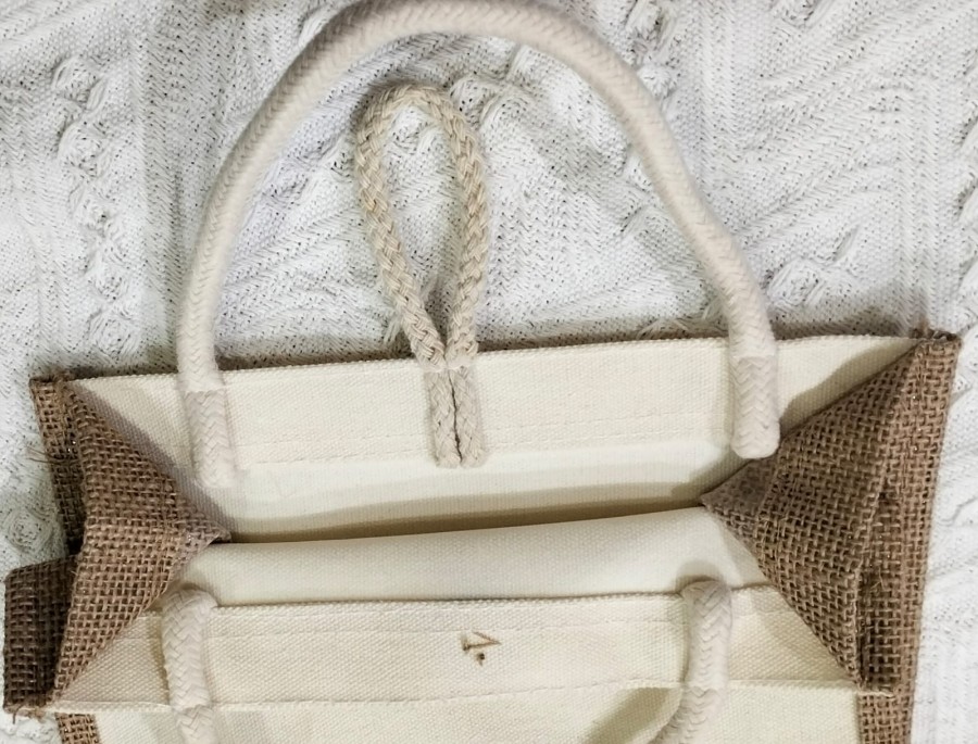 Tas Jute White / Tote Bag Karung Goni / belanja / Reusable / Hampers / New Model