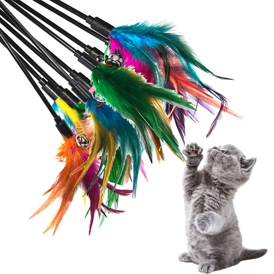 DD - Mainan Kucing Tongkat Bulu Dengan Bel Kerincing Lucu - Funny Cat Stick Interactive Toy