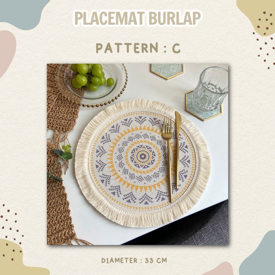 PF- Placemat burlap / tatakan piring / alas piring
