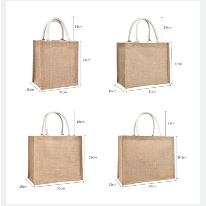 Tas Jute White / Tote Bag Karung Goni / belanja / Reusable / Hampers / New Model