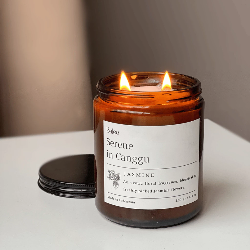 BALEE Jasmine Serene in Canggu Scented Candle / Lilin Aromaterapi / Amber Jar Candle / Premium Soy Candle