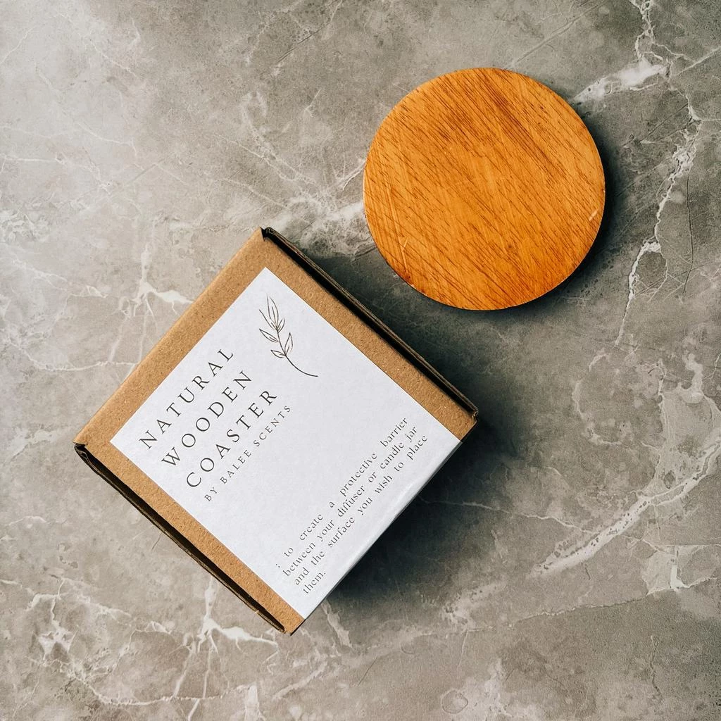 Natural Wooden Coaster for Scented Candle & Reed Diffuser - Premium Coaster Kayu Mahoni - Tatakan Lilin Aromaterapi - Tatakan Reed