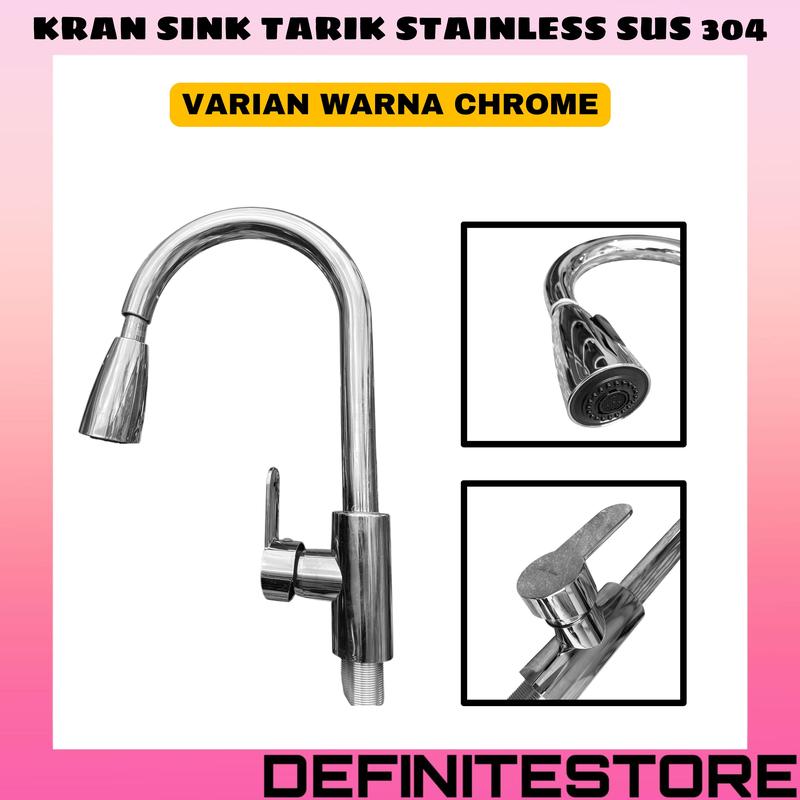 Kran Cuci Piring Tarik Kran Dapur Kran Sink Flexible Kran Angsa Keran Cuci Piring Keran Dapur Flexsibel Stainless SUS 304 Anti Karat Drat Tanam
