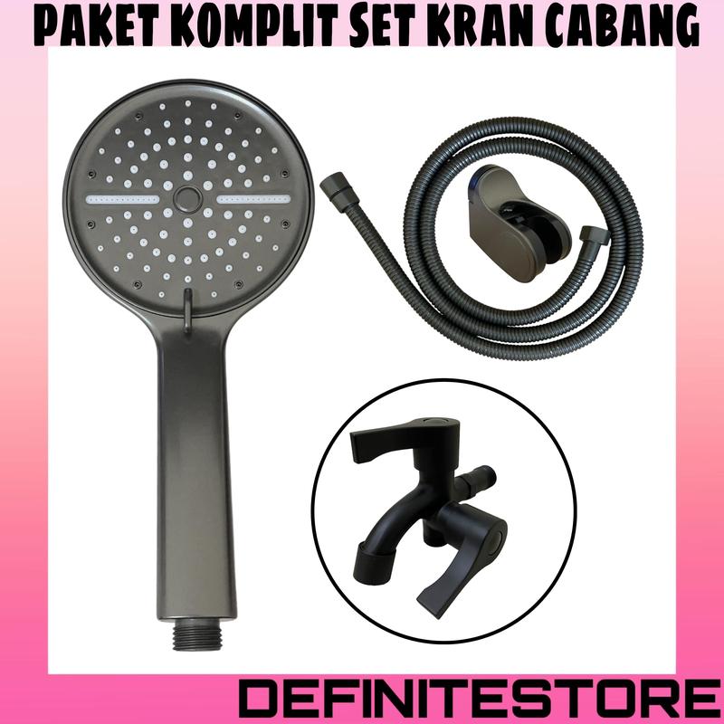 Hand Shower Shower Kamar Mandi Set Rain Shower Grey ABS Premium 1/2inc
