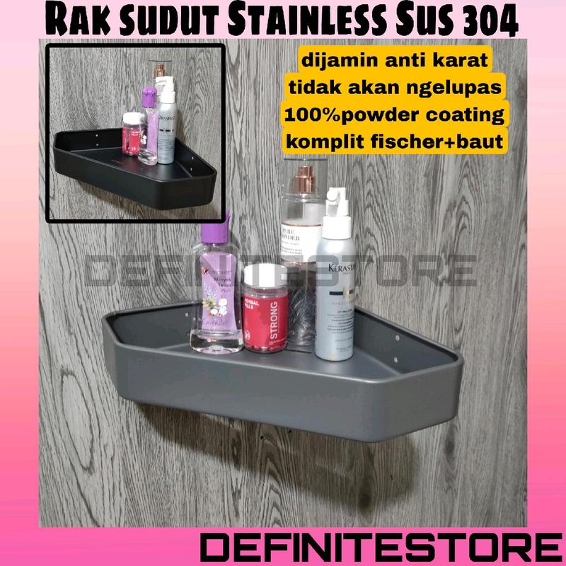 Rak Kamar Mandi Stainless Rak Sudut Kamar Mandi Tempat Sabun Dinding Rak Stainless Stainless Sus 304 Serbaguna Anti Karat Single Satu Tingkat