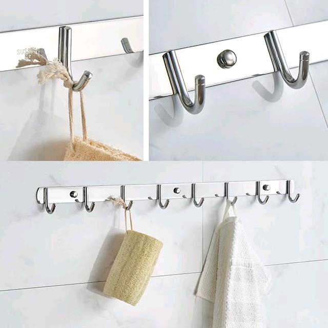 Gantungan Baju Kamar Mandi Stainless Gantungan Baju Dinding Stainless Kapstok Rak Gantungan Baju Handuk Anti Karat Kail dan Huruf U