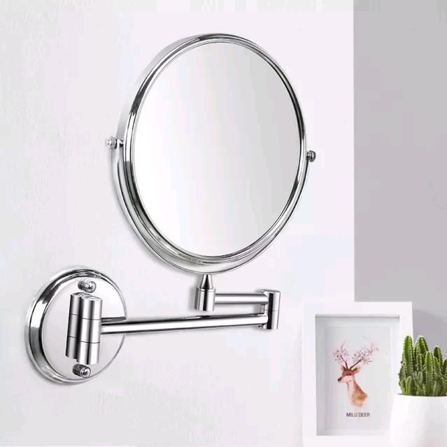 Cermin Rias Kaca Make Up 2 Sisi Cermin Dinding Dapat Dilipat Berotasi Putar 360 Derajat Full Kuningan Anti Karat Pembesaran 5x Zoom