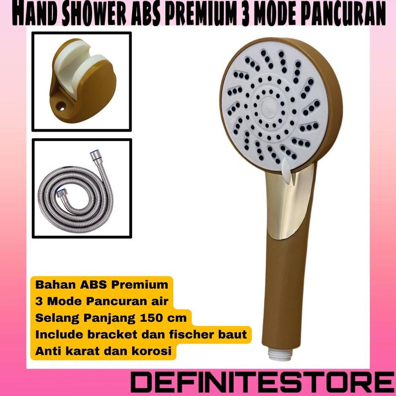 Hand Shower Set Rain Shower Coklat Bulat ABS Premium 1/2 inch