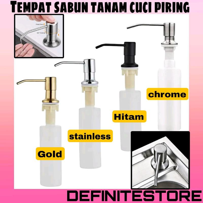 Tempat Sabun Tanam Cuci Piring Soap Dispenser Sabun Botol Sabun Cair Kitchen Sink Kapasitas 300 ml Tutup Stainless Sus 304