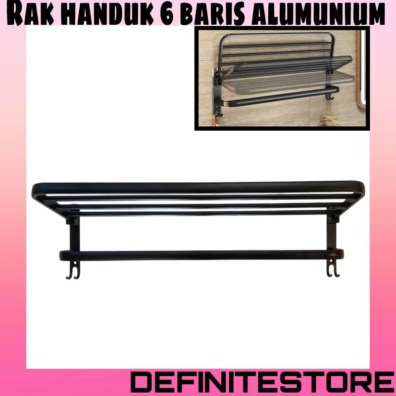 Gantungan Handuk Rak Handuk Kamar Mandi Gantungan Handuk Dinding Rak Handuk Hitam Aluminium Anti Karat