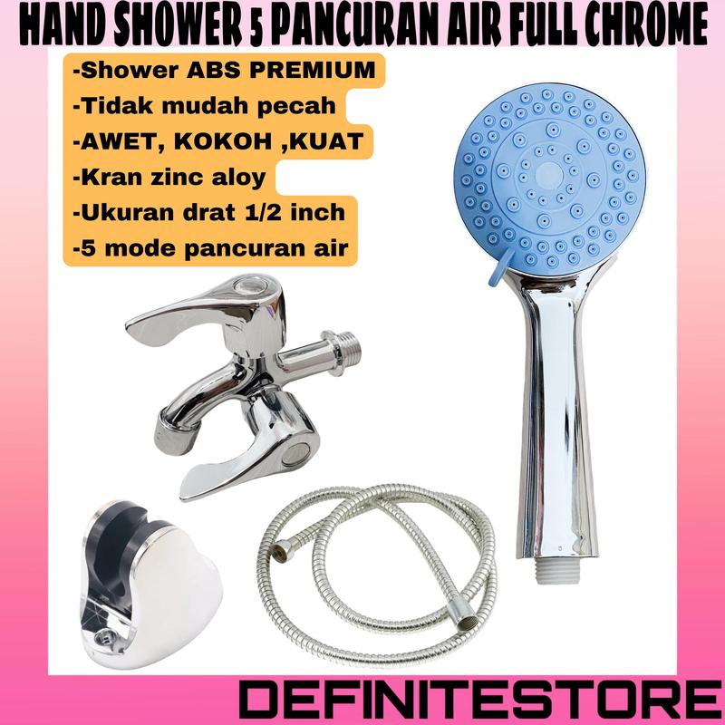 Hand Shower Shower Kamar Mandi Shower Set Shower Mandi Set Rain Shower Hitam Bulat 3 Mode Pancuran Air Komplit Siap Pasang