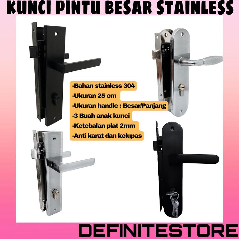 Kunci Pintu Besar Komplit Set Stainless Sus Bentuk Bulat Oval