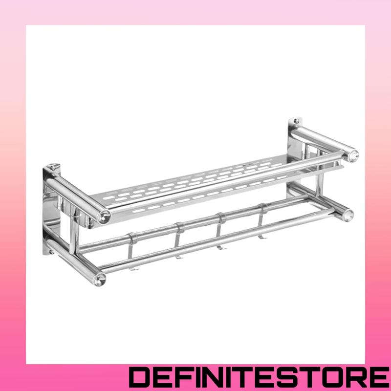 Rak Kamar Mandi Sabun Stainless Ada Gantungan Kapstok 40 Cm Bahan Stenliss SUS 304