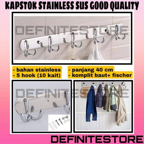 Gantungan Baju Kamar Mandi Stainless Gantungan Baju Dinding Kapstok Stainless Rak Gantungan Baju Handuk Anti Karat 10 Kait Cantelan