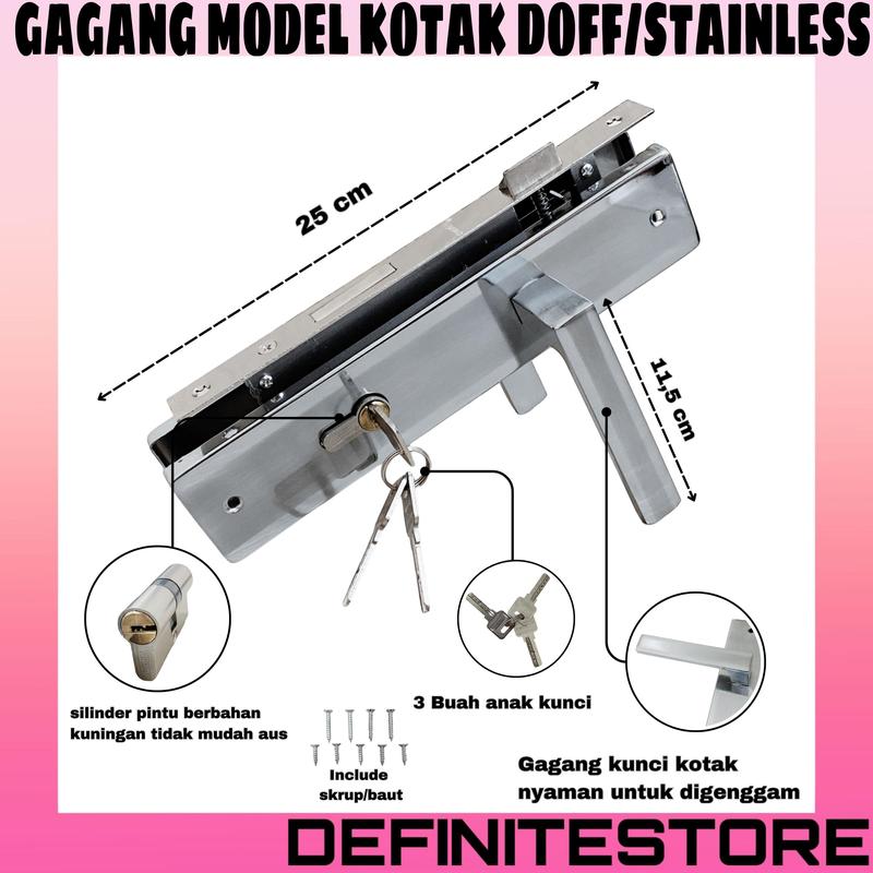 Kunci Pintu Besar Komplit Set Stainless Sus Bentuk Bulat Oval