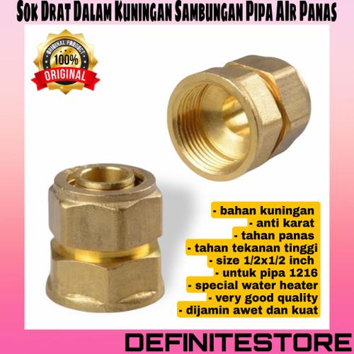 Sok Drat Dalam 1/2 Inch Sock Sambungan Sambungan Pipa Air Panas Instalasi Water Heater Pemanas Air Fitting Pipa Full Kuningan Anti Karat