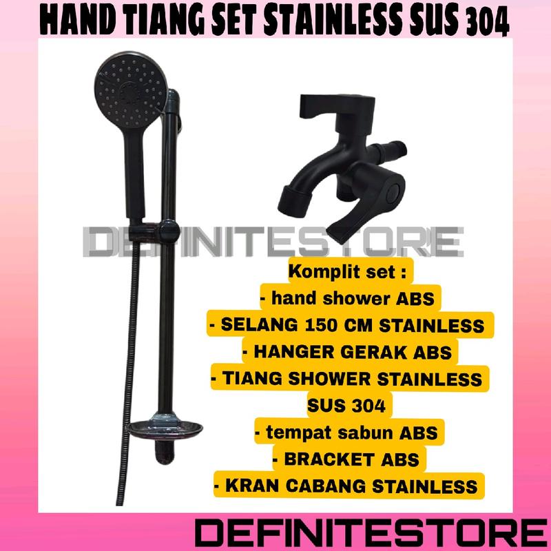 Hand Set Tiang Shower Stainless Sus 303 Komplit Tiang Anti Karat Anti Kelupas Warnanya Bulat