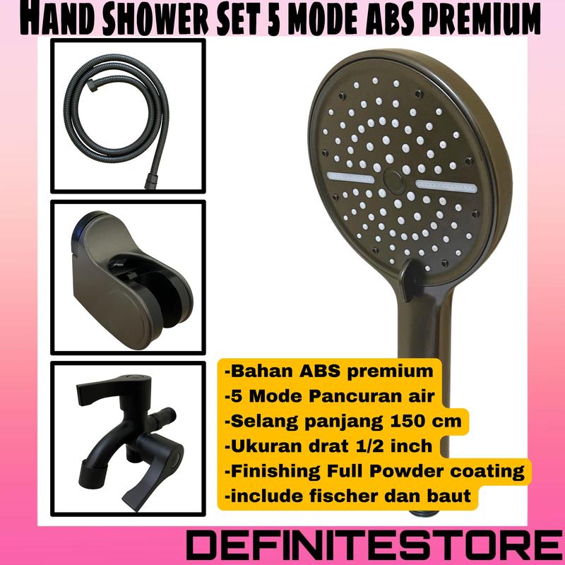 Hand Shower Shower Kamar Mandi Set Rain Shower Grey ABS Premium 1/2inc