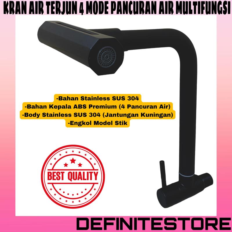 Kran Cuci Piring Kran Dapur Kran Sink 4 Way Air Terjun Kran Angsa Keran Cuci Piring Keran Dapur Stainless SUS 304 Anti Karat Drat Tembok Dan Tanam